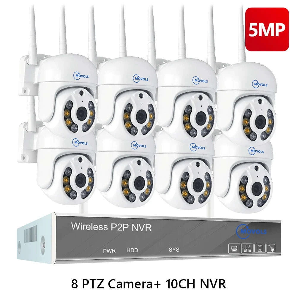 Wireless CCTV System PTZ Security Camera Kit with Two-Way Audio-10CH 5MP With 2 PTZ / spain / 2T