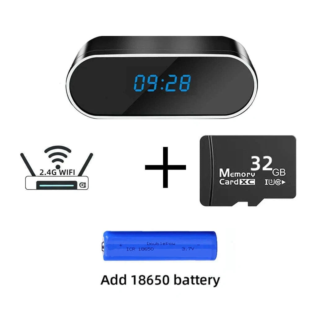 Wireless Clock Camera 1080P with WiFi, Motion Detection and Night Vision-Add 128GB card / China Mainland