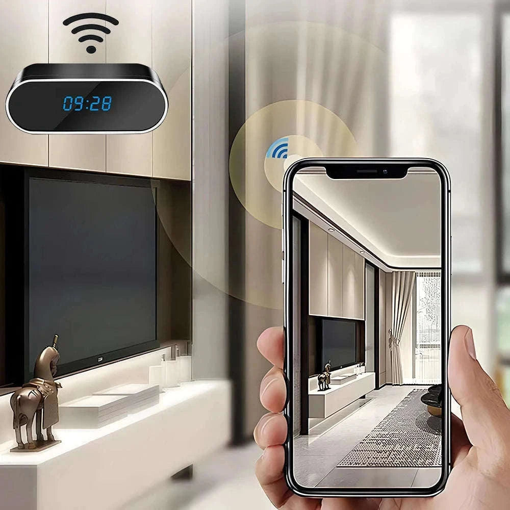 Wireless Clock Camera 1080P with WiFi, Motion Detection and Night Vision-Add 128GB card / China Mainland