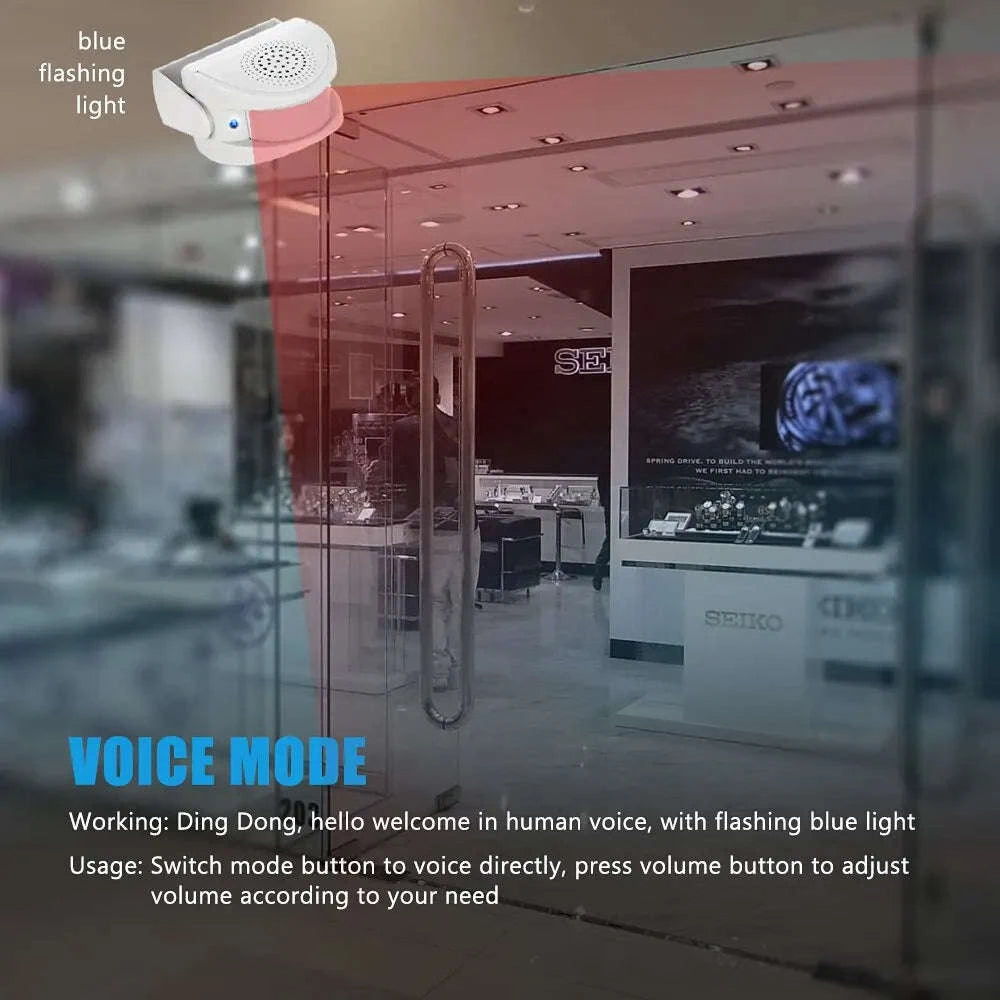 Wireless Door Chime with PIR Motion Sensor for Shop & Home Security-Default Title