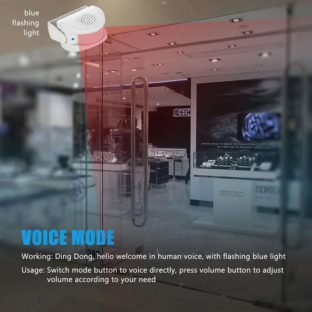 Wireless Door Chime with PIR Motion Sensor for Shop & Home Security-Default Title