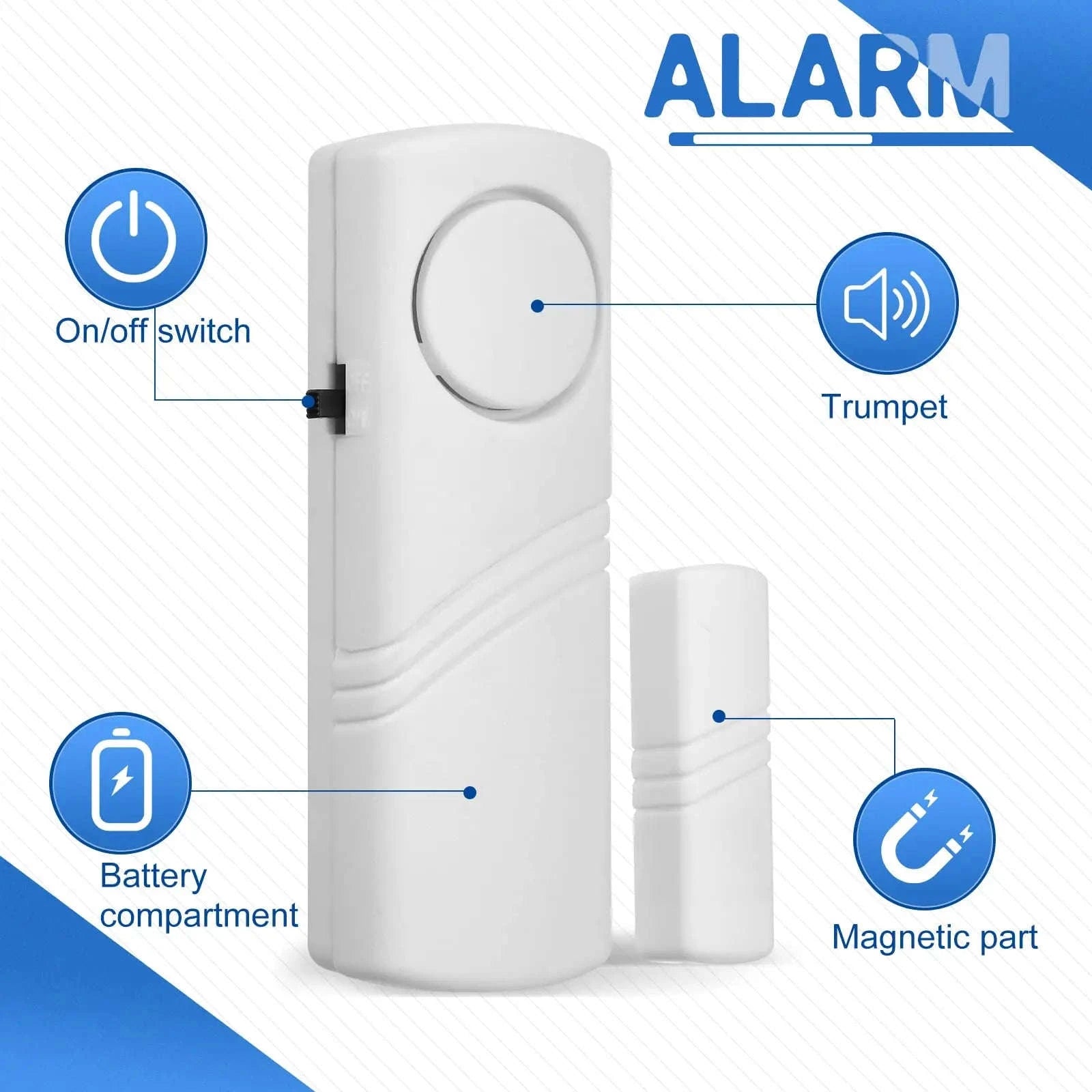 Wireless Door Window Sensor Alarm 95dB Anti-Theft Contact-10pcs door sensor / United States