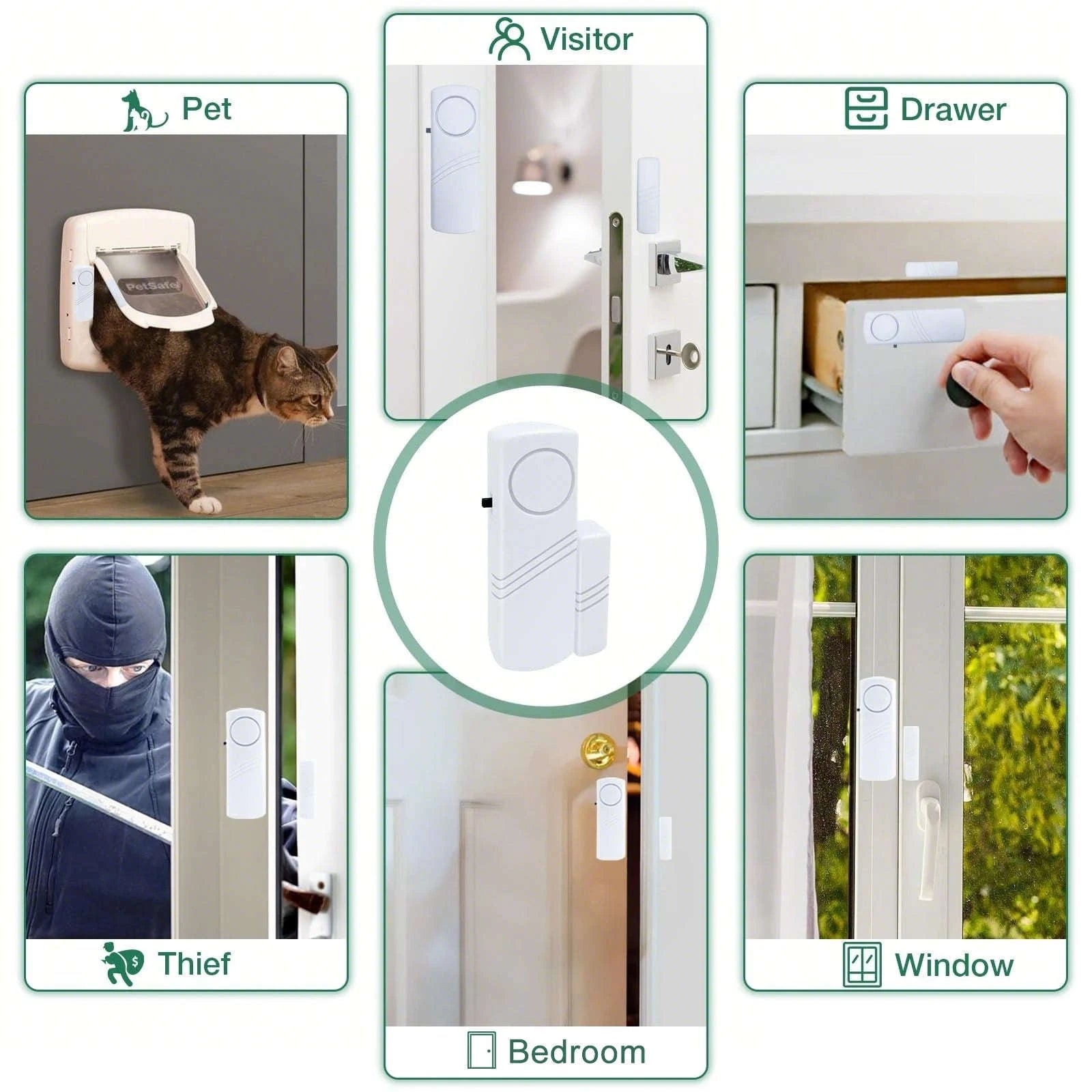Wireless Door Window Sensor Alarm 95dB Anti-Theft Contact-10pcs door sensor / United States