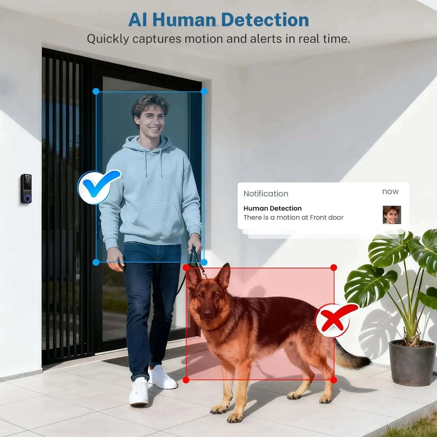 Wireless Doorbell Camera 1080P HD with Motion Detection & Audio-United States