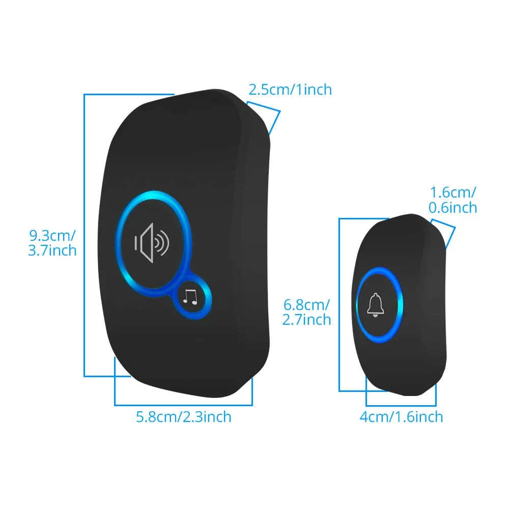 Wireless Doorbell with 32 Ringtones and 4 Volume Levels-1 receiver 1 button / United States