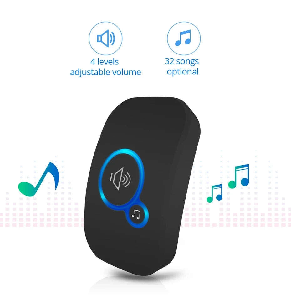 Wireless Doorbell with 32 Ringtones and 4 Volume Levels-1 receiver 1 button / United States