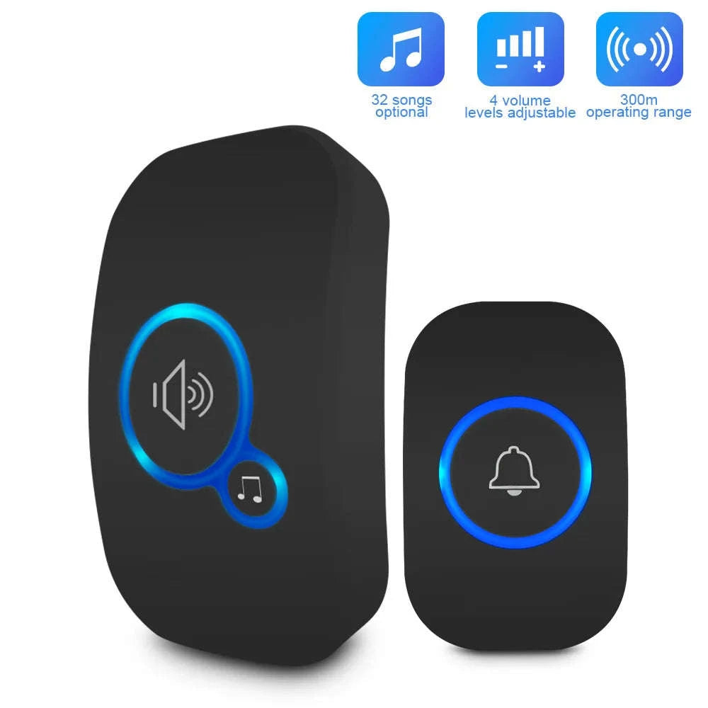 Wireless Doorbell with 32 Ringtones and 4 Volume Levels-1 receiver 1 button / United States