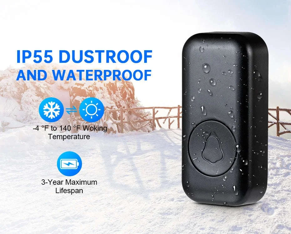 Wireless Doorbell with 60 Chimes, 500ft Range, Waterproof Button-2receiver 1button-b / United States