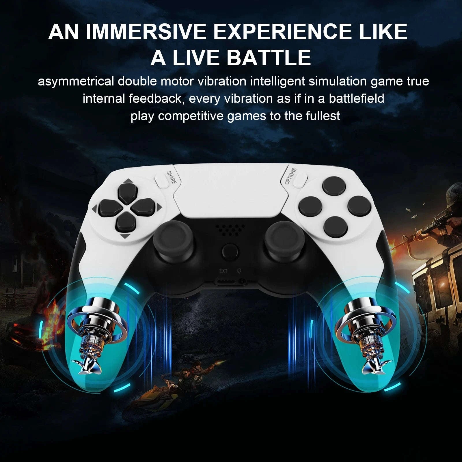 Wireless Dual Vibration Game Controller for Console and PC with 6-Axis Gyroscope-White / United States