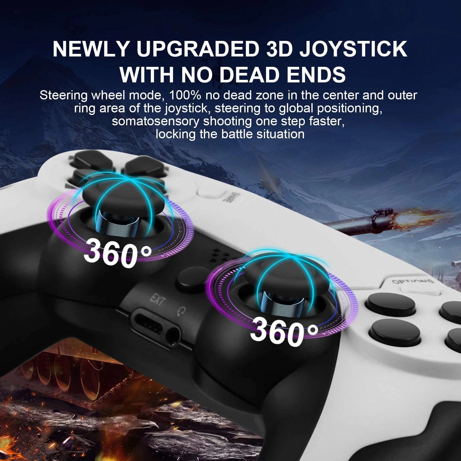 Wireless Dual Vibration Game Controller for Console and PC with 6-Axis Gyroscope-White / United States
