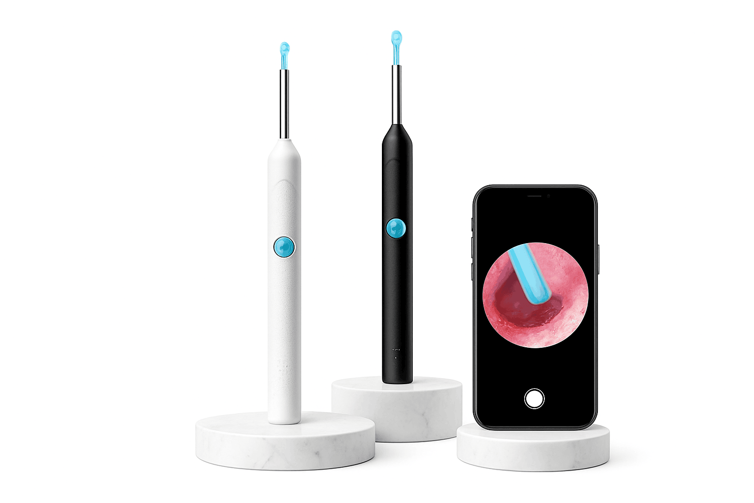 Wireless Ear Cleaner with Camera – Visual Ear Wax Removal Tool-White 9-piece set