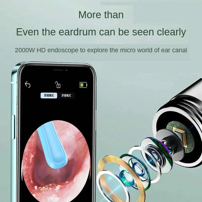 Wireless Ear Cleaner with Camera – Visual Ear Wax Removal Tool-White 9-piece set