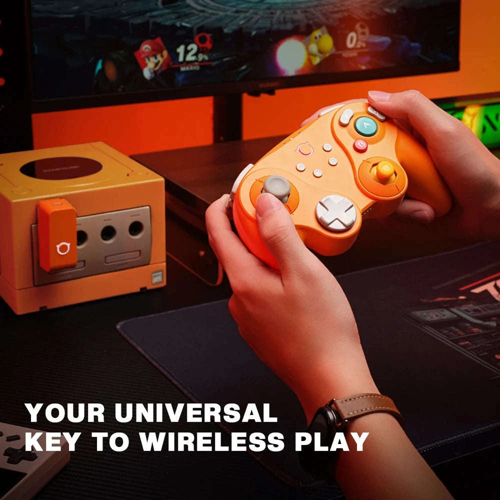 Wireless Game Controller for Switch, PC & GameCube with Hall Effect Sticks-Orange / United States