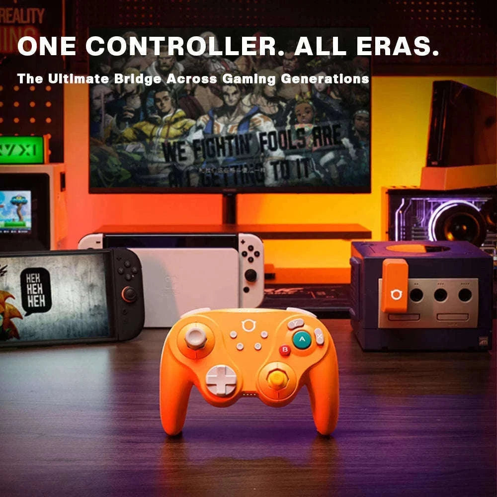 Wireless Game Controller for Switch, PC & GameCube with Hall Effect Sticks-Orange / United States
