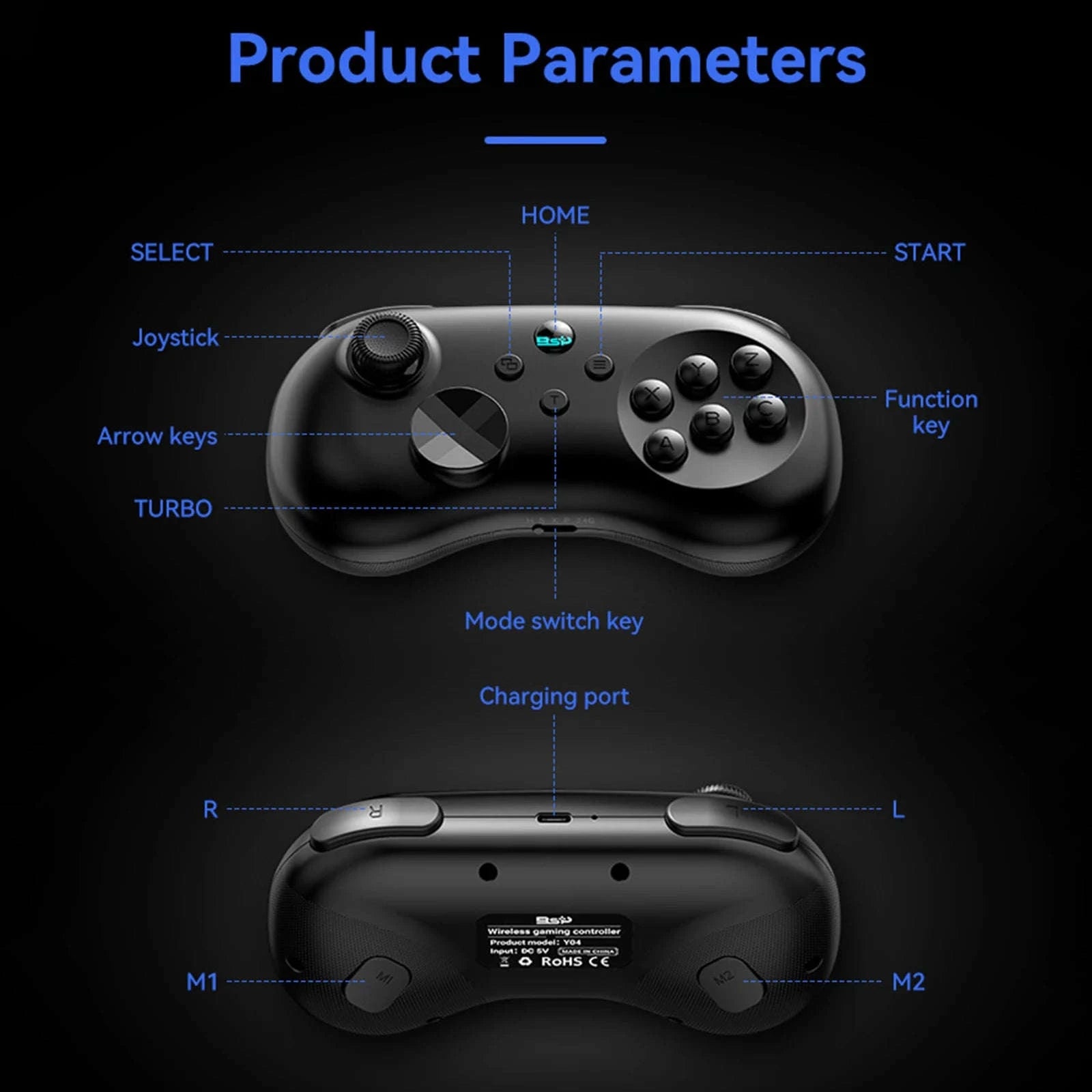 Wireless Game Controller for Switch, PC, PS4, PS3-Black 8K receiver / United States