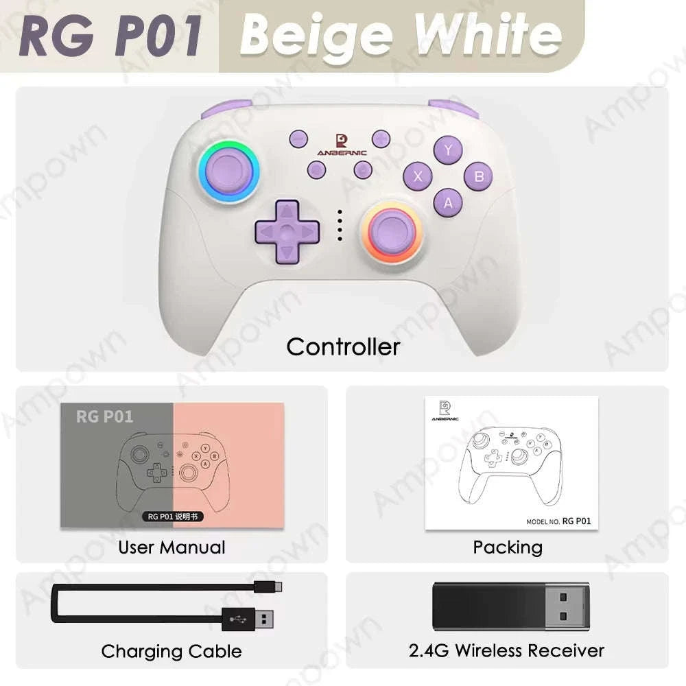 Wireless Gaming Controller with Hall Effect Triggers and Joysticks-Purple / United States