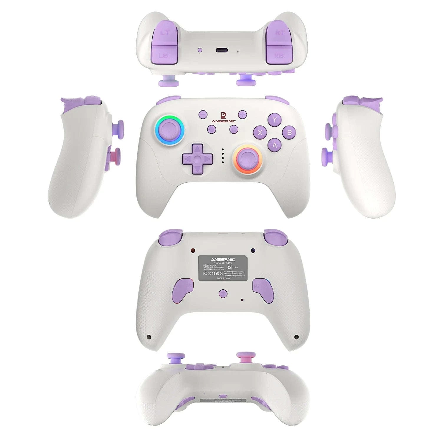Wireless Gaming Controller with Hall Effect Triggers and Joysticks-Purple / United States