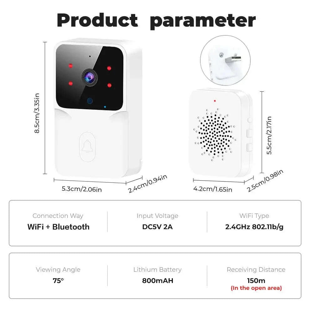 Wireless HD Video Doorbell – Smart Security with Two‑Way Audio and Night Vision-ML1T-W