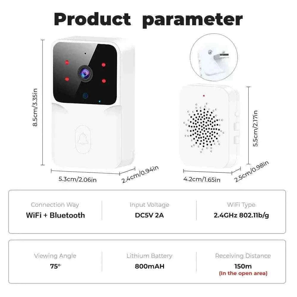 Wireless HD Video Doorbell with Two-Way Audio and Night Vision-ML1T-W