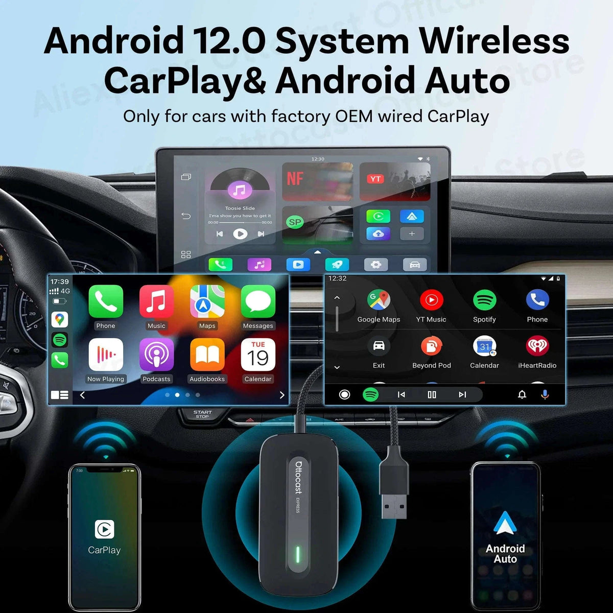 Wireless In-Car Phone Adapter with Pre-Installed Video Apps-515T2 YQK2 / 16G