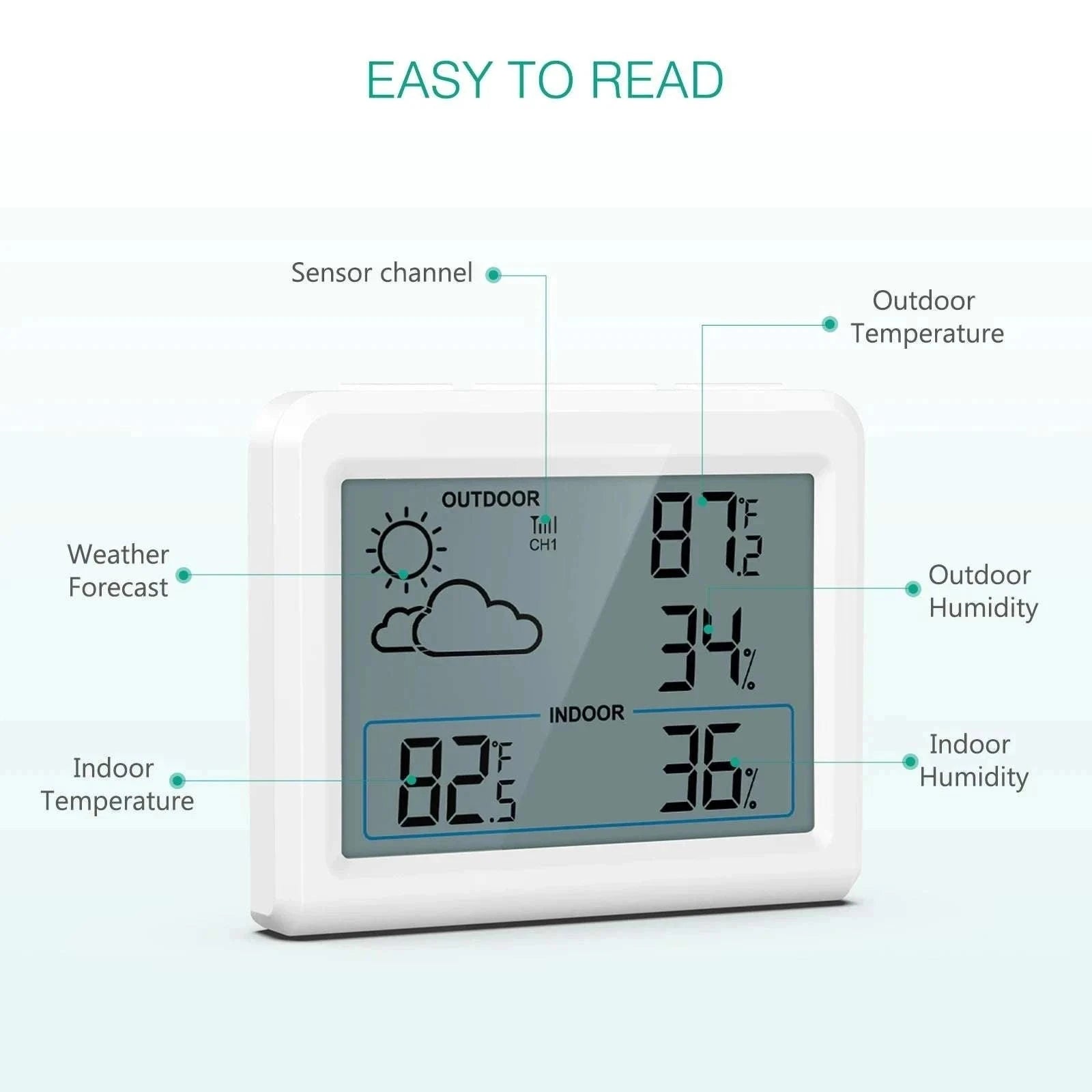 Wireless Indoor Outdoor Weather Station with Temperature & Humidity Monitor-Default Title