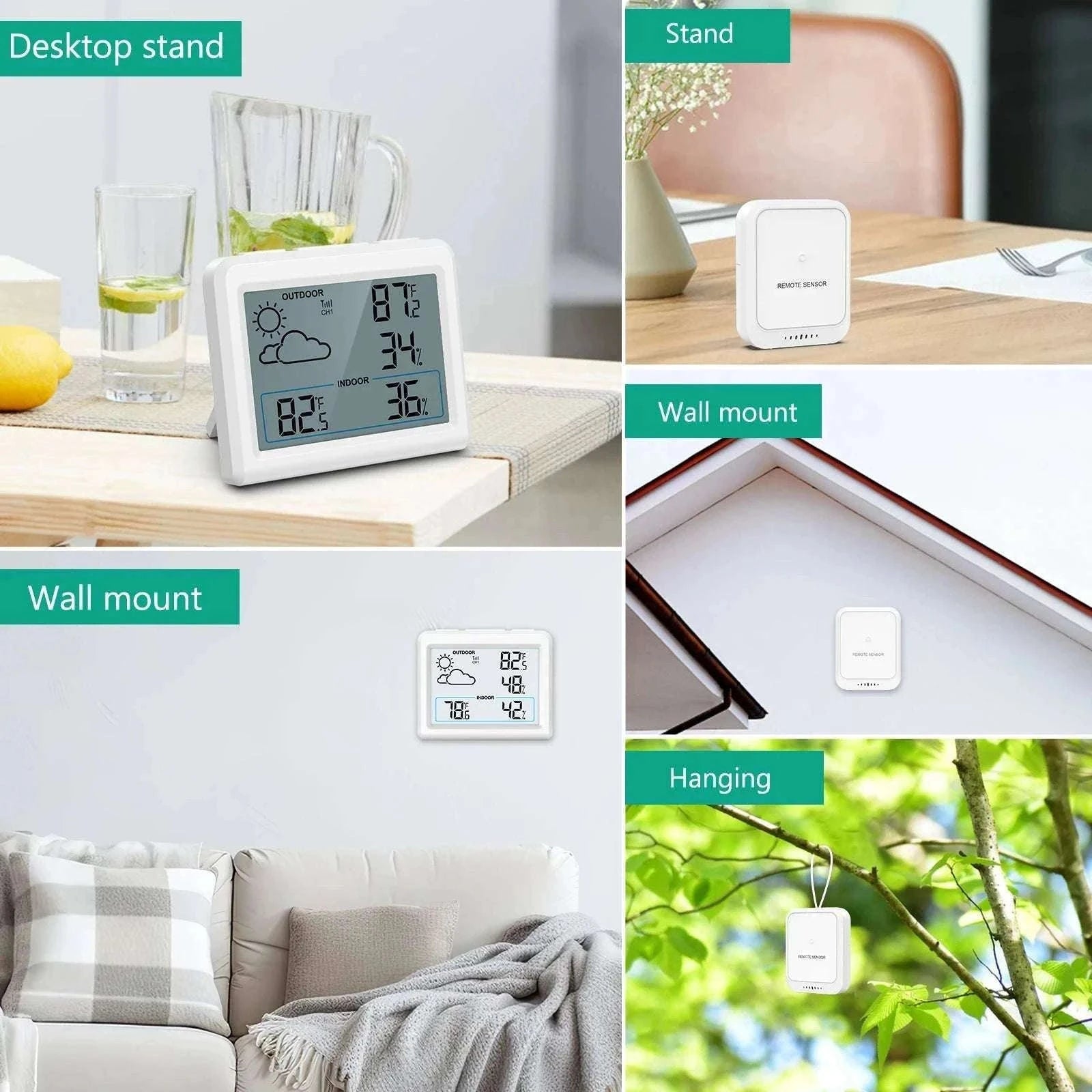 Wireless Indoor Outdoor Weather Station with Temperature & Humidity Monitor-Default Title
