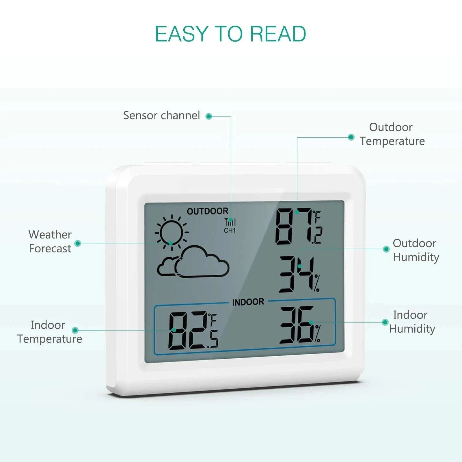 Wireless Indoor Outdoor Weather Station with Temperature & Humidity Monitor-Default Title