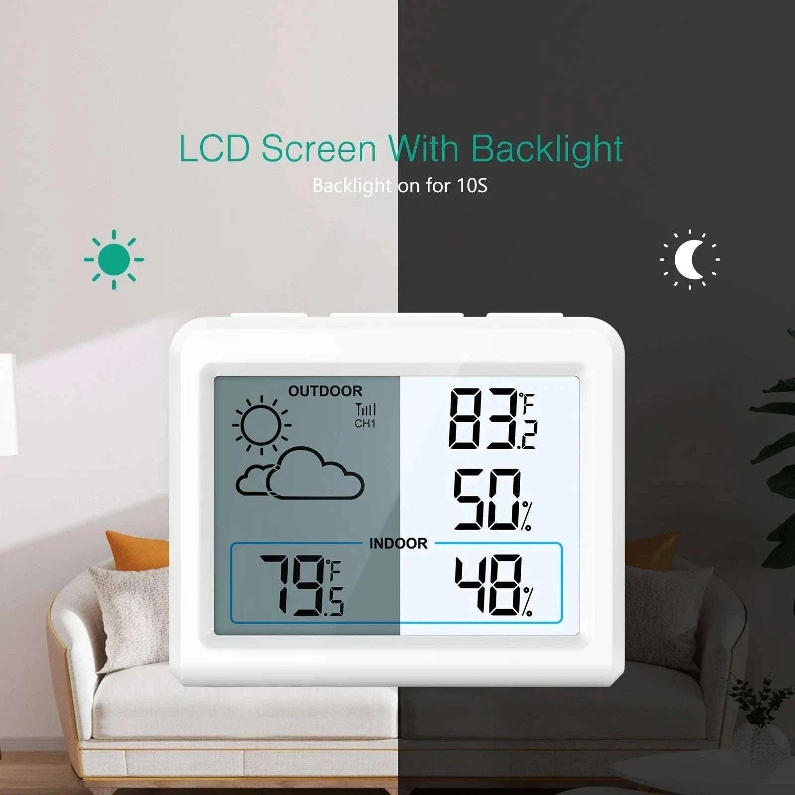 Wireless Indoor Outdoor Weather Station with Temperature & Humidity Monitor-Default Title