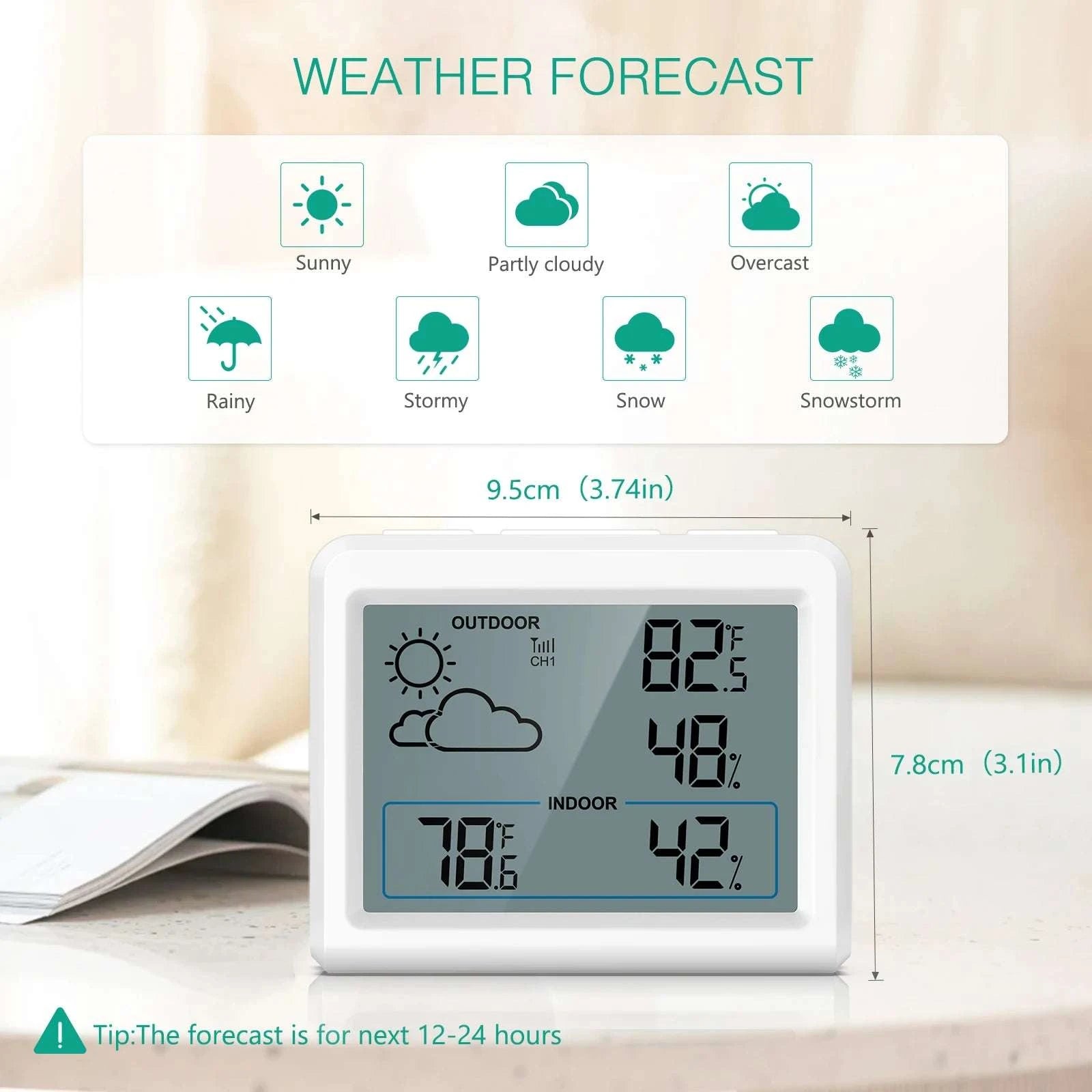 Wireless Indoor Outdoor Weather Station with Temperature & Humidity Monitor-Default Title