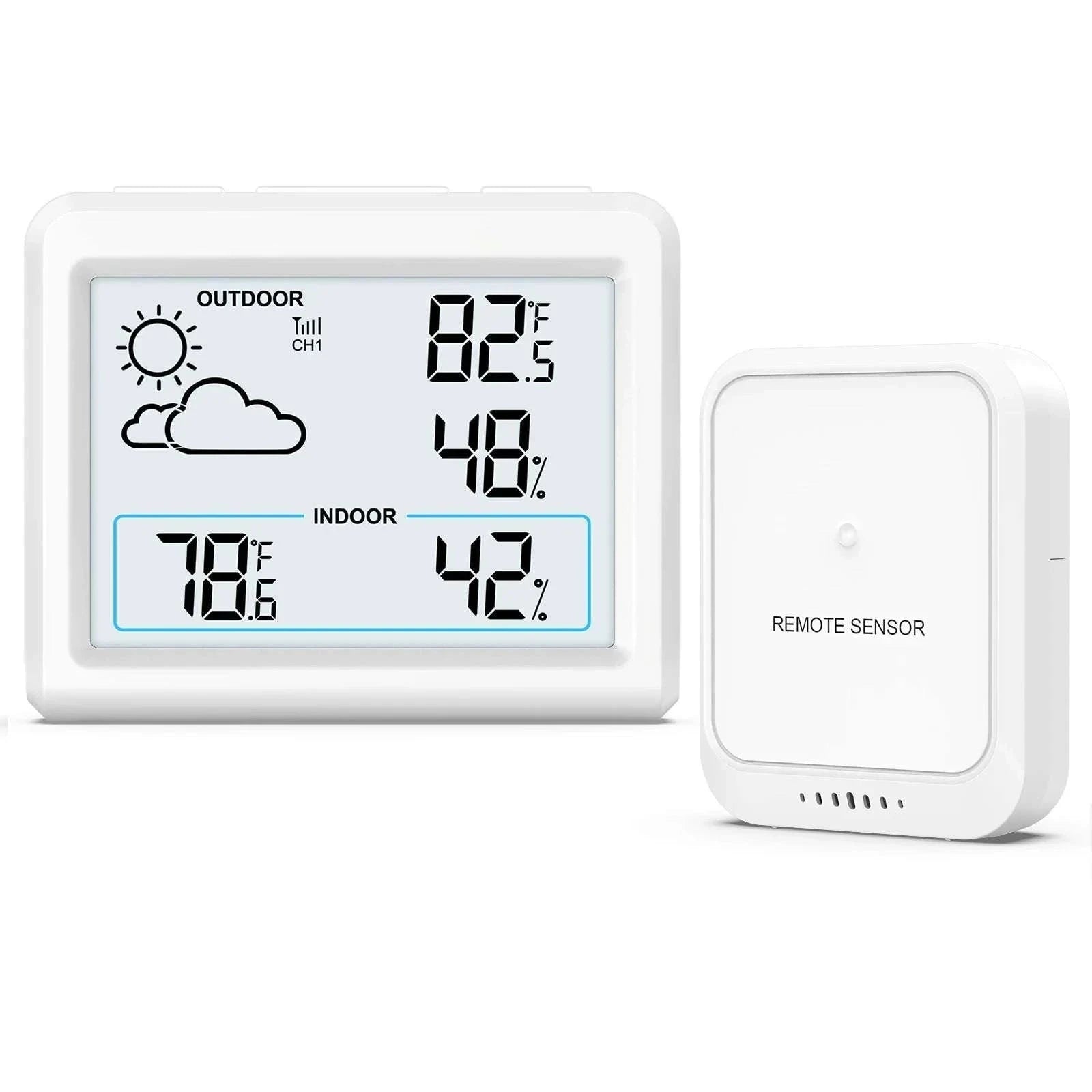 Wireless Indoor Outdoor Weather Station with Temperature & Humidity Monitor-Default Title