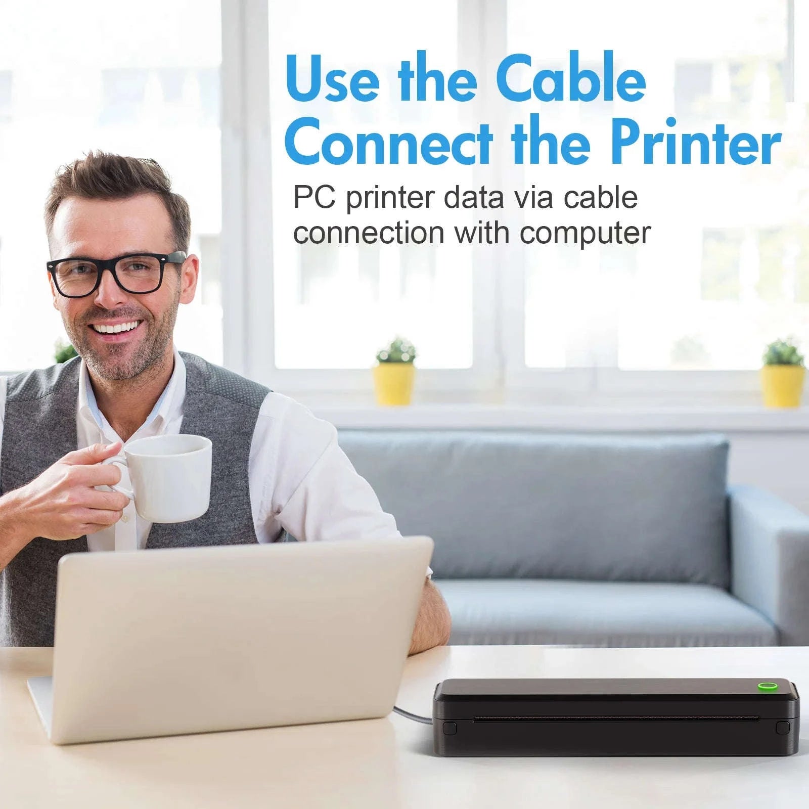Wireless Inkless Thermal A4 Printer for Travel, Office, School-black / United States