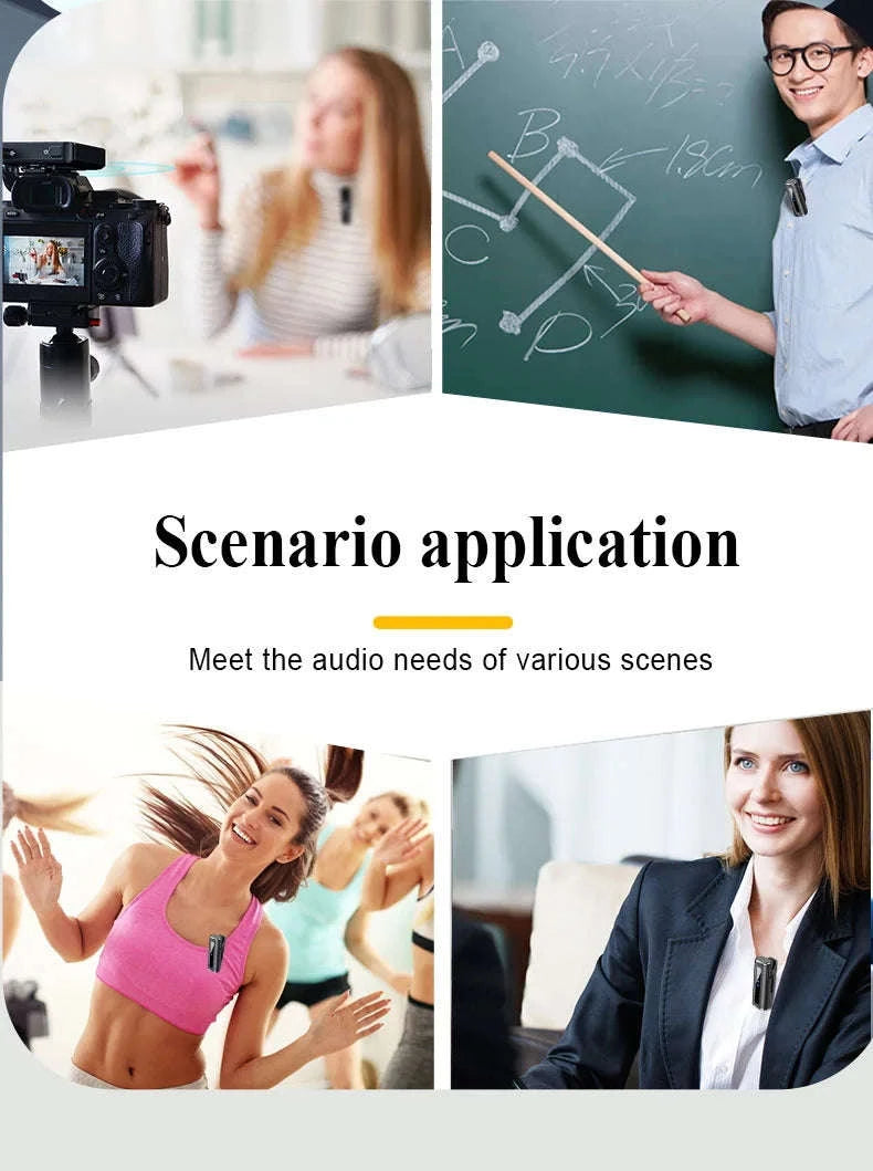 Wireless Lavalier Microphone with Charging Case and Noise Reduction-Yellow-TYPE-C