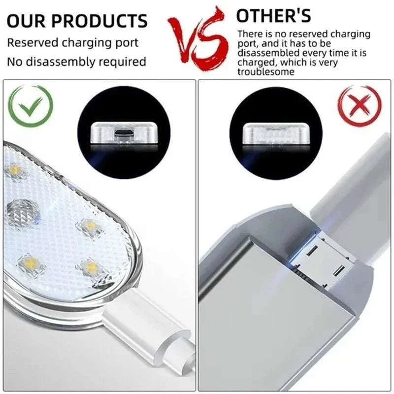 Wireless LED Car Interior Lights USB Rechargeable Touch Lamp-Pink