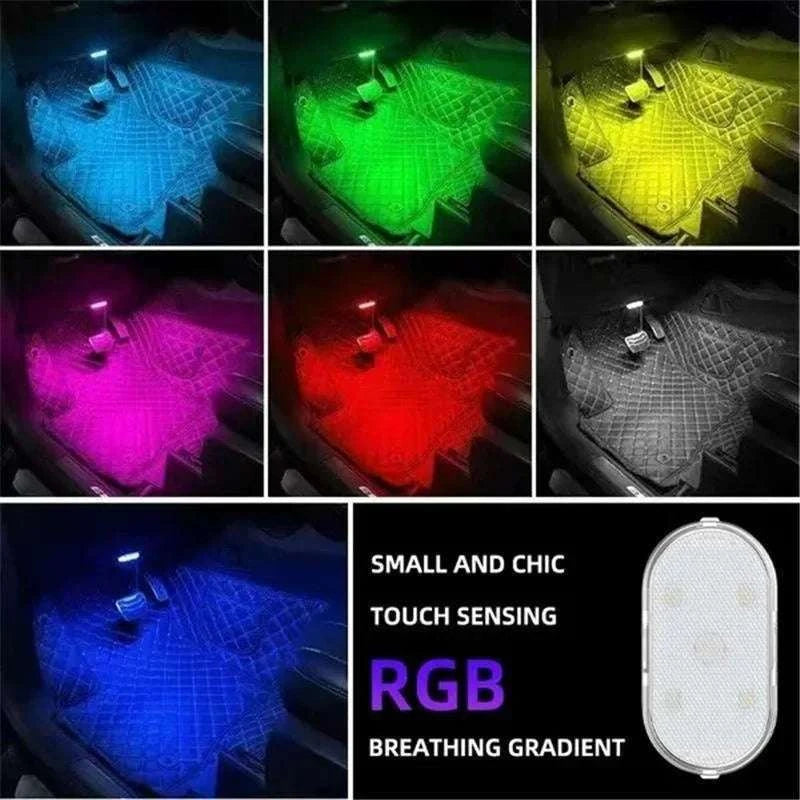 Wireless LED Car Interior Lights USB Rechargeable Touch Lamp-Pink