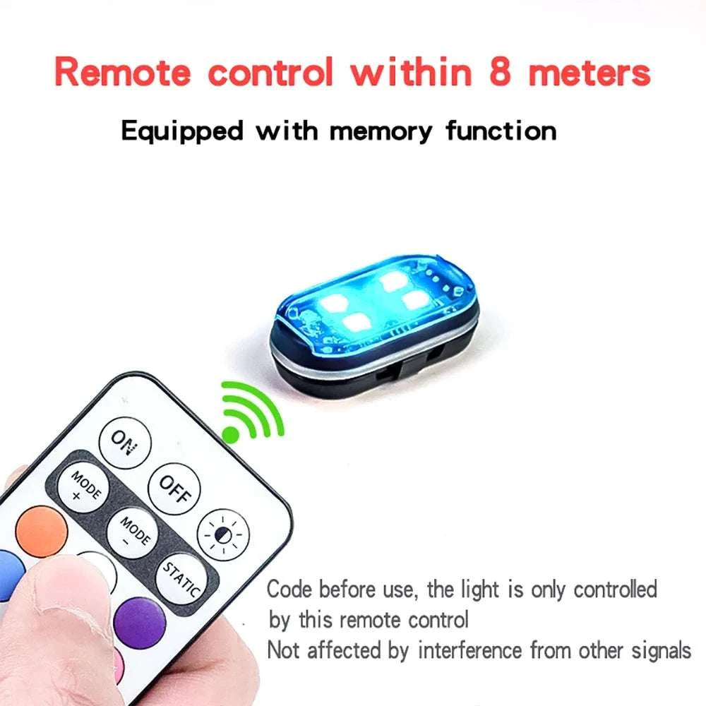 Wireless LED Strobe Car Lights – 8 Color Rechargeable Set-4PCS / RGB