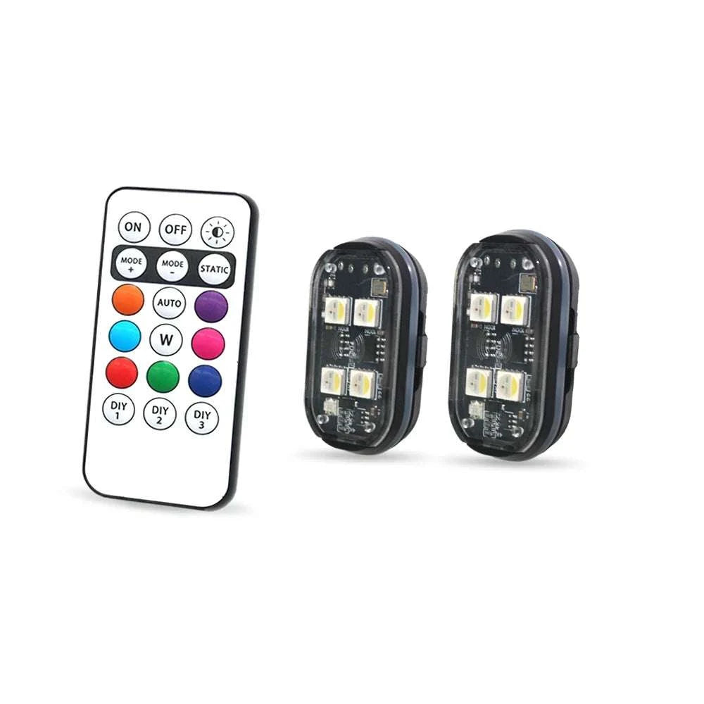 Wireless LED Strobe Car Lights – 8 Color Rechargeable Set-4PCS / RGB