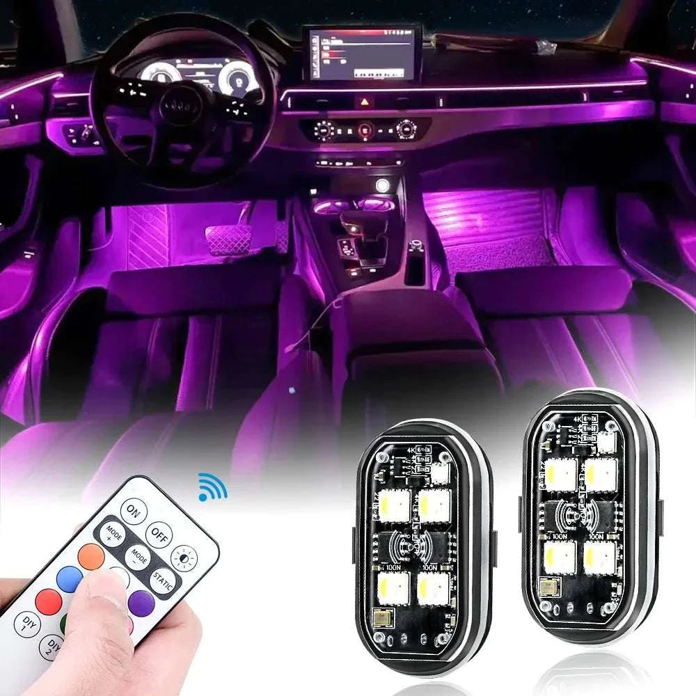 Wireless LED Strobe Car Lights – 8 Color Rechargeable Set-4PCS / RGB