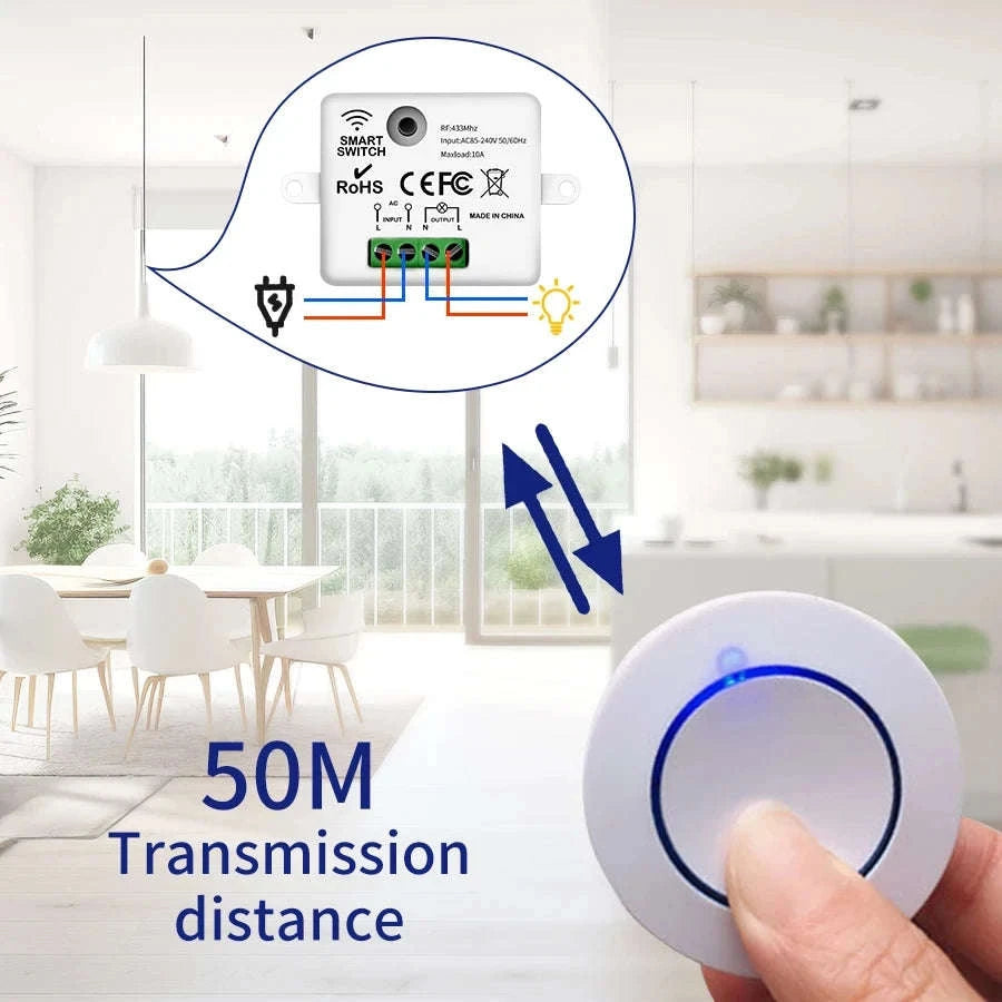 Wireless Light Switch Mini Round Remote Control for LED Lamps-1 Remote