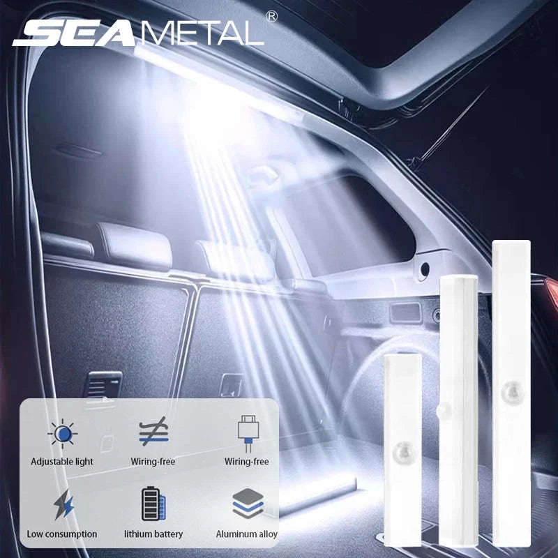 Wireless Motion Sensor Light for Trunk, USB Rechargeable, 3-Color Brightness-2pcs 10cm