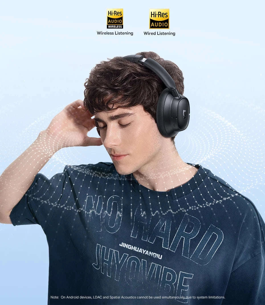 Wireless Noise Cancelling Headphones 45dB Adaptive Hybrid ANC Bluetooth 6.0-White / United States