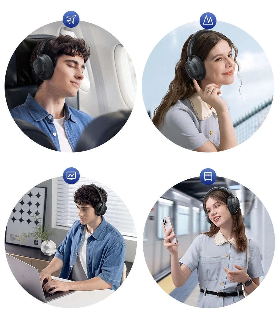 Wireless Noise Cancelling Headphones 45dB Adaptive Hybrid ANC Bluetooth 6.0-White / United States