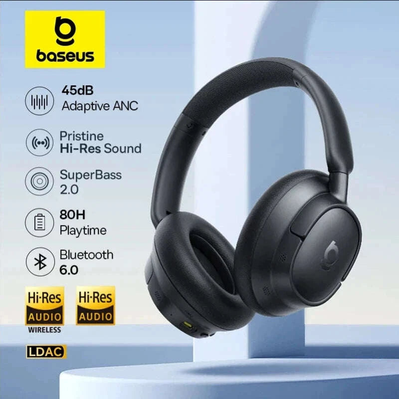 Wireless Noise Cancelling Headphones 45dB Adaptive Hybrid ANC Bluetooth 6.0-White / United States