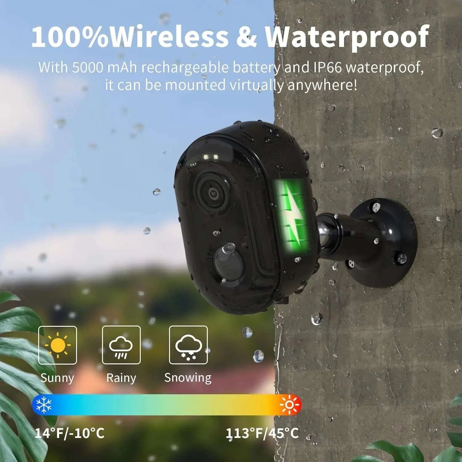Wireless Outdoor Security Camera 2K WiFi with Color Night Vision-United States