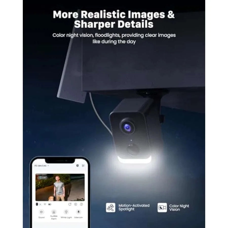 Wireless Outdoor Security Cameras for Solar-Powered Home Surveillance-United States / 2black