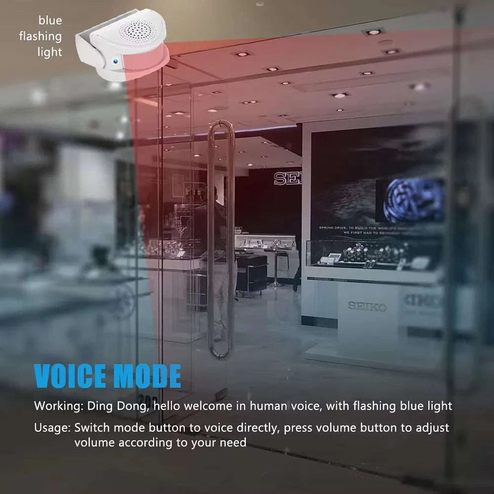 Wireless PIR Motion Sensor Door Chime Alarm with 3 Modes-2 pcs / United States