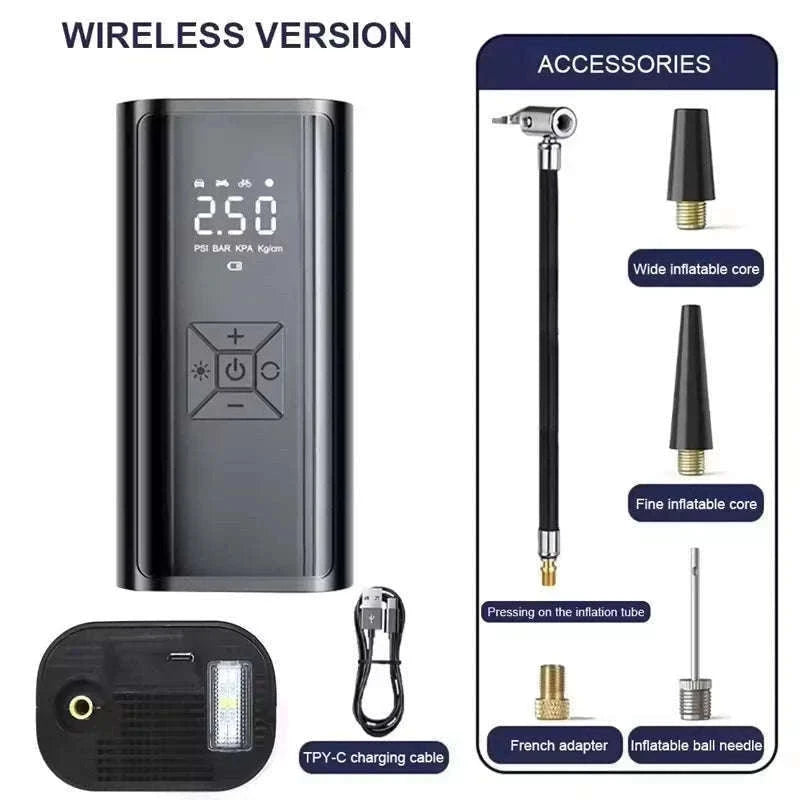 Wireless Portable Electric Tire Inflator, 150 PSI-Wireless