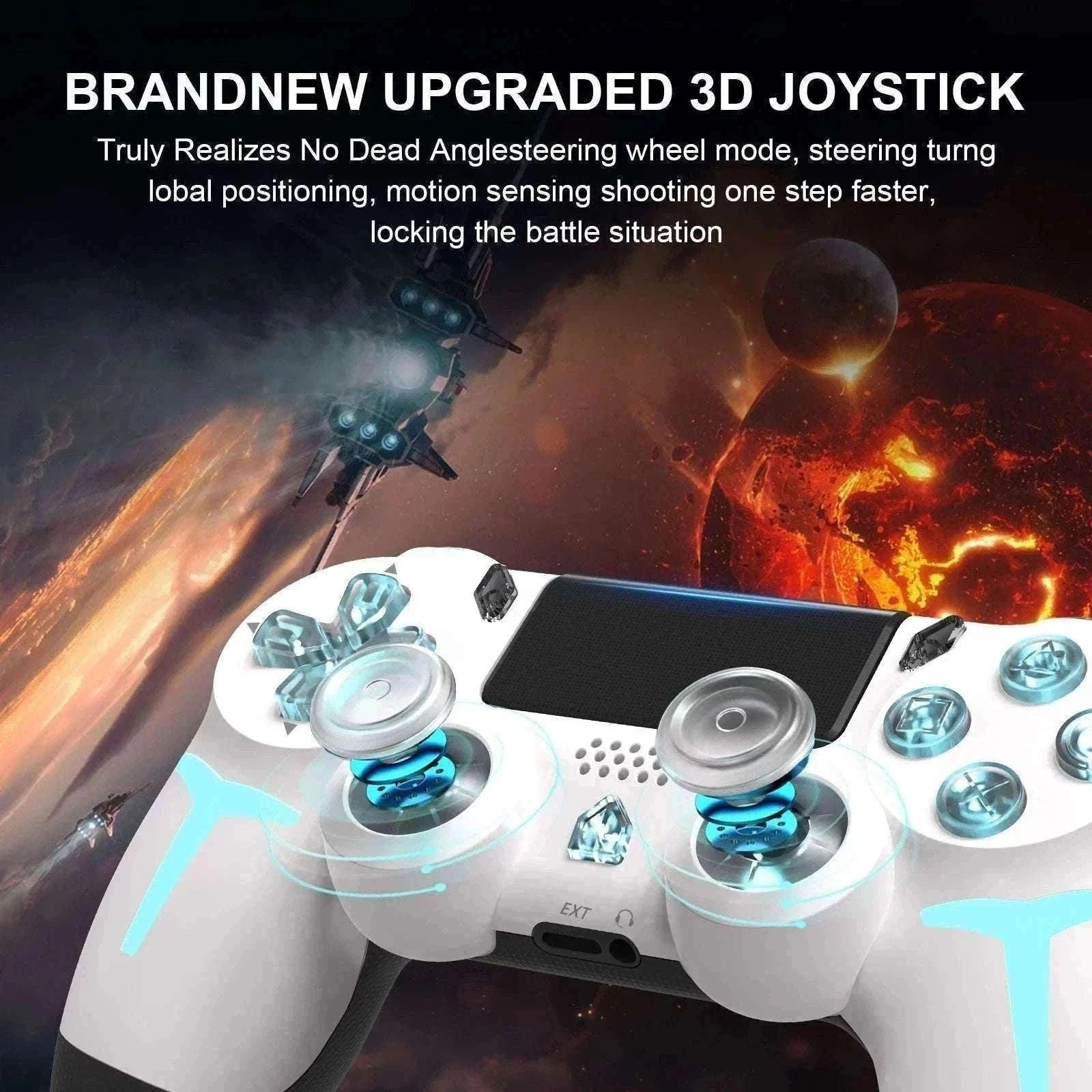 Wireless PS4 Controller with RGB Light, Bluetooth, Vibration & Gyro-White / United States