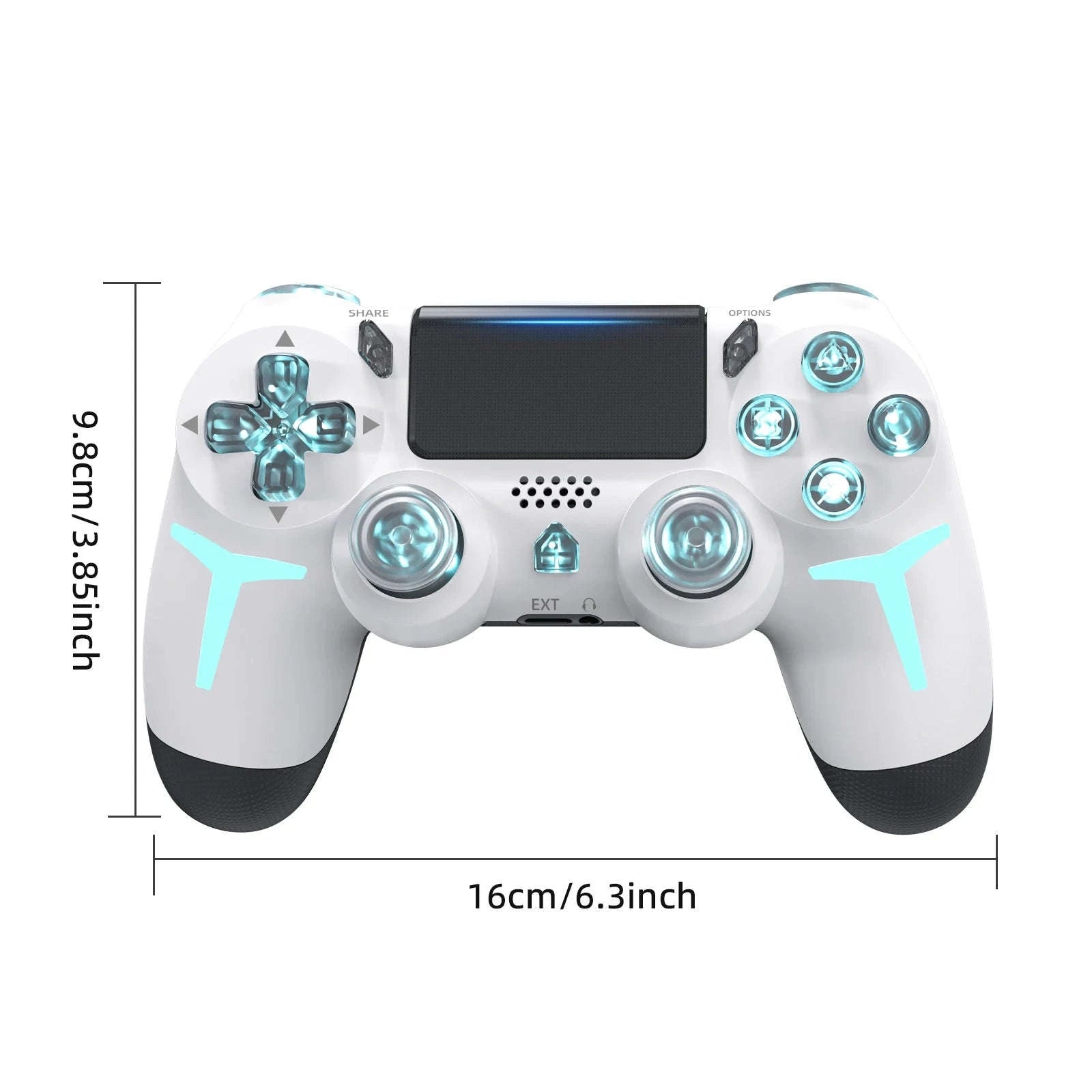 Wireless PS4 Controller with RGB Light, Bluetooth, Vibration & Gyro-White / United States