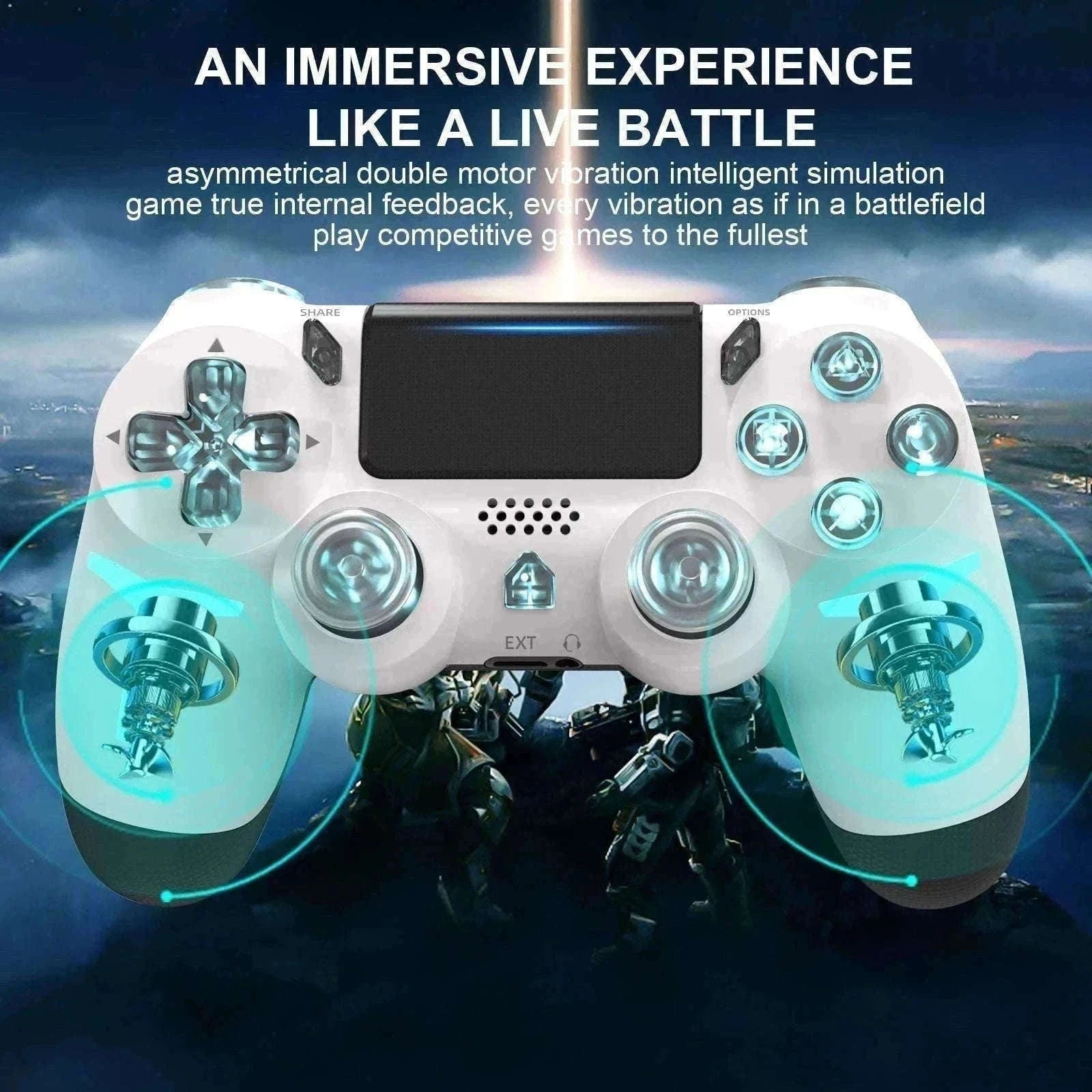 Wireless PS4 Controller with RGB Light, Bluetooth, Vibration & Gyro-White / United States