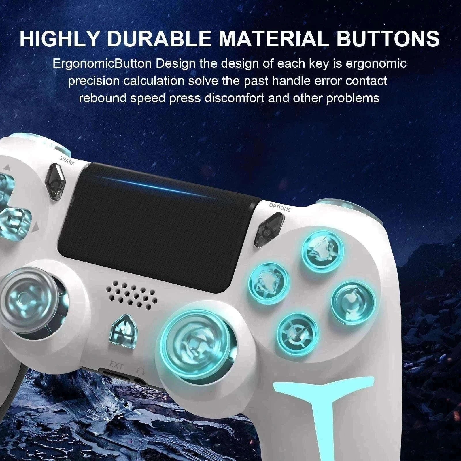 Wireless PS4 Controller with RGB Light, Bluetooth, Vibration & Gyro-White / United States
